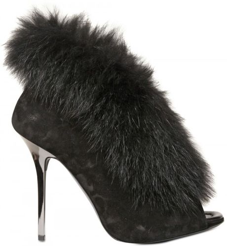 Diego Dolcini 120 Mm Suede and Fox Fur Boots in Black - Lyst