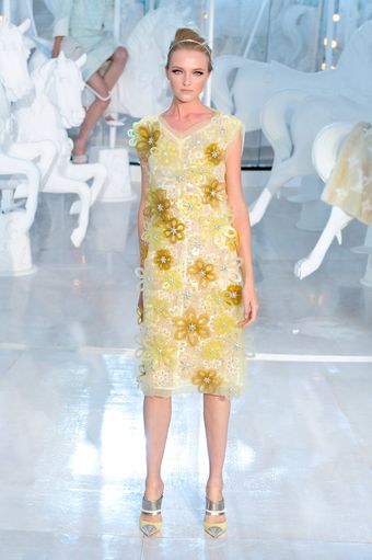 Louis Vuitton Spring 2012 Yellow & Silver Plated Mules - Lyst