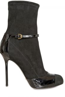Sergio Rossi 110mm Suede Stretch Patent Low Boots - Lyst