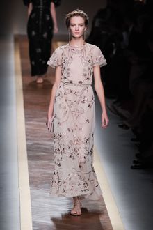 Valentino Spring 2012 Sheer Cap Sleeve Maxi Dress With Embroidered Flowers - Lyst