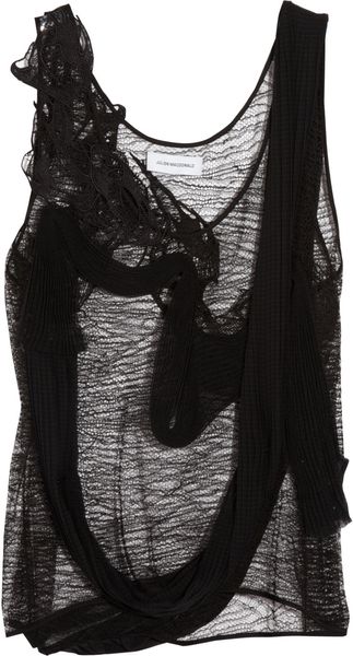 Julien Macdonald Lace and Pleated Silk-chiffon Top - Lyst