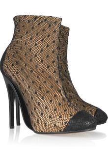 Maison Martin Margiela Leather and Spotted-tulle Ankle Boots - Lyst