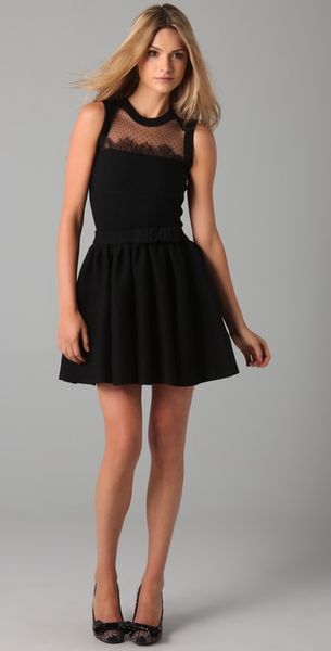 RED Valentino Sleeveless Knit Dress with Lace - Lyst