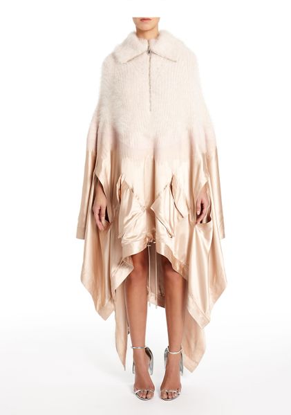 Alexander Wang Satin Angora Needle Punch Poncho in Pink (blush) - Lyst