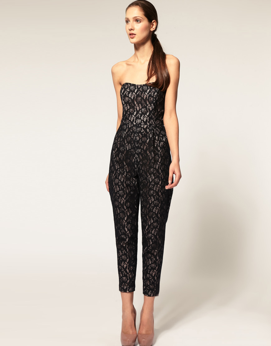 Asos Collection Asos Lace Jumpsuit in Black (blacknude) Lyst