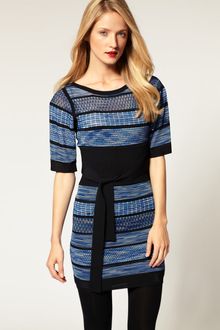 Karen Millen 70s Textured Stripe Dress - Lyst