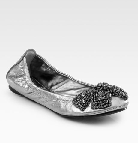 tory burch eddie ballet flat with crystal bow