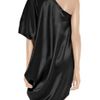 Halston Heritage Hammered Silksatin Oneshoulder Dress in Black - Lyst