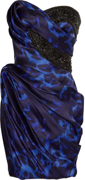 Marchesa Embellished Printed Silk Dress - Lyst