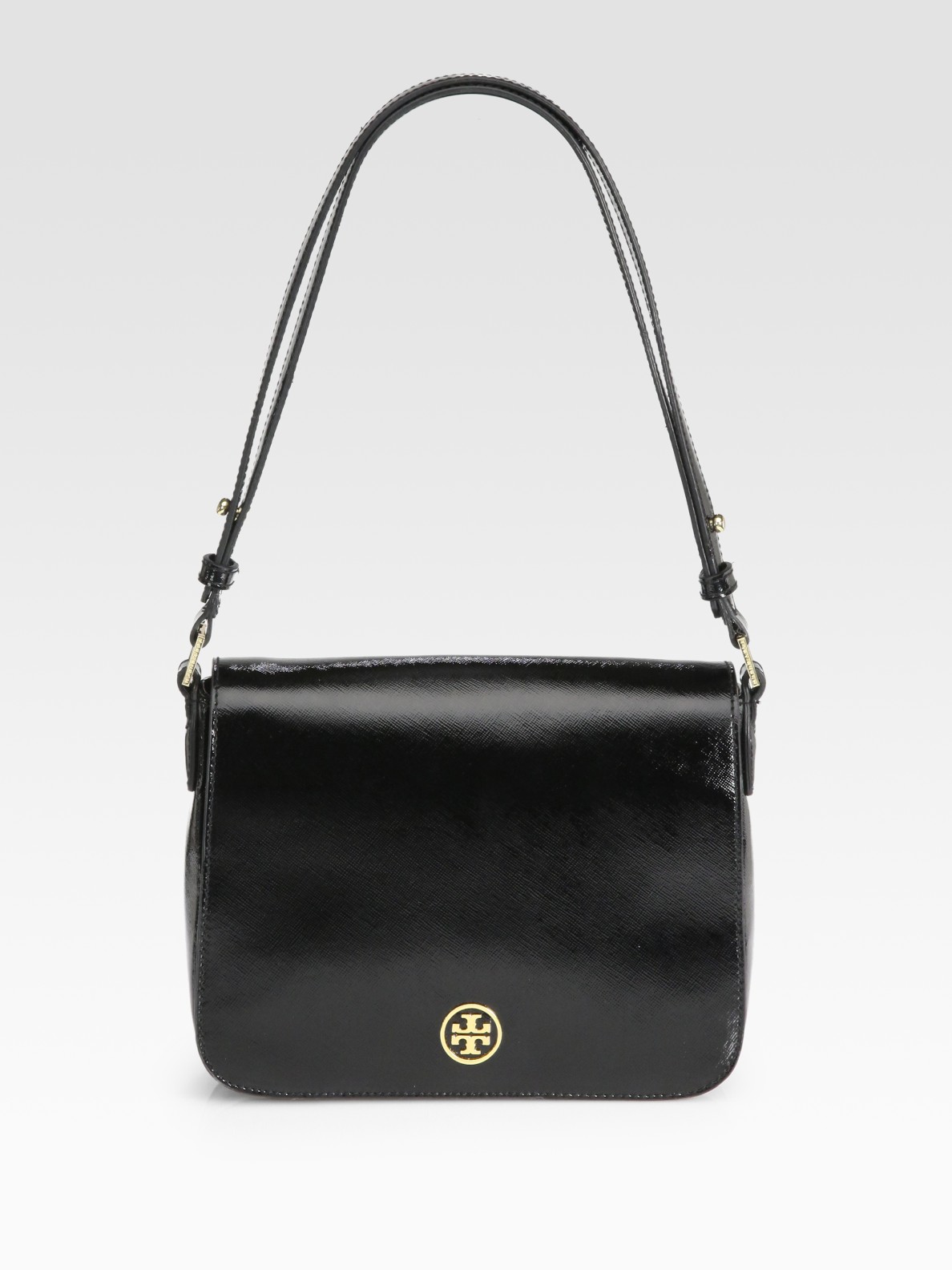 Tory Burch Robinson Medium Patent Leather Shoulder Bag in Black Lyst