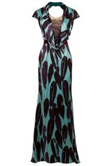 Carolina Herrera Feather Print Gown