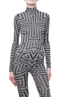 Gareth Pugh Geometrical Print High Necked Lycra Long Sleeved T Shirt - Lyst