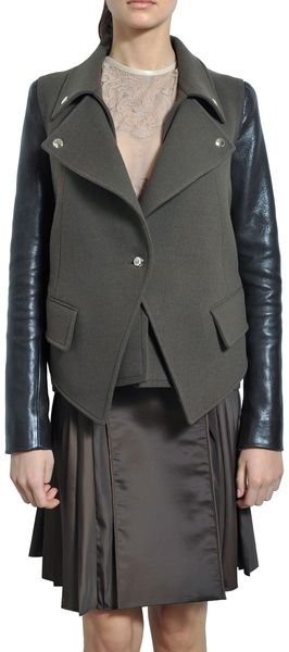 Givenchy Wool Jacket with Leather Sleeves - Lyst
