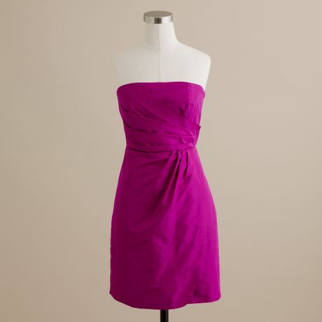 crew Selma Dress in Silk Taffeta in Purple (bright dahlia)