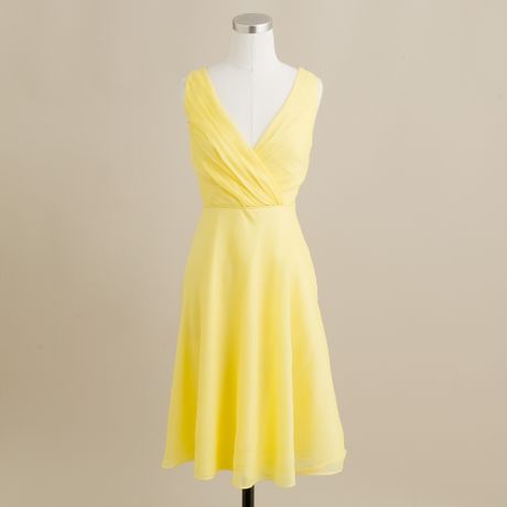 crew Evie Dress in Silk Chiffon in Yellow (frosted citrus)
