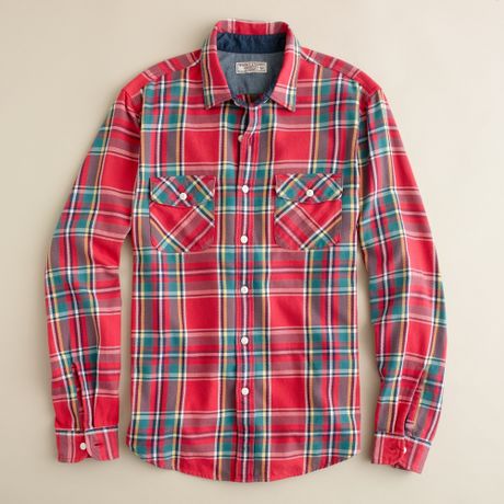 J.crew Wallace & Barnes Heavyweight Flannel Shirt in Big Basin Plaid in Red for Men (roasted 