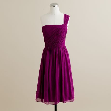 J.crew Lucienne Oneshoulder Dress in Silk Chiffon in Purple (spiced wine) - Lyst