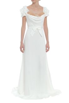 Valentino Long Dress with Bow Belt and Frill Detail - Lyst