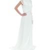 Valentino Long Dress with Belt and Lateral Frill Details in White - Lyst