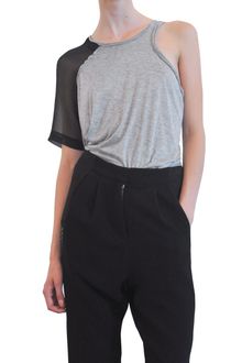 Yigal Azrouel Jersey Top with Tulle Sleeve - Lyst