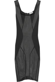 Helmut Lang Leather-paneled Jersey Dress - Lyst