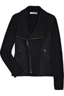 Helmut Lang Denim-paneled Cotton-jersey Jacket - Lyst