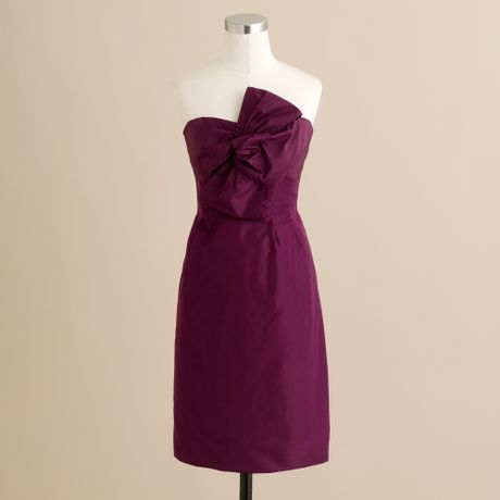 crew Bow Monde Dress in Silk Taffeta in Purple (spiced wine)