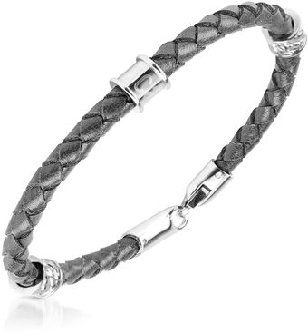 Just Cavalli Black Braided Leather Bracelet - Lyst