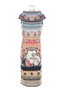 Mary Katrantzou Off The Shoulder Knit Dress with A Multi-colored Coromandel Screen-inspired Print - Lyst