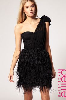 ASOS Collection Asos Petite Exclusive Asymmetric Feather Bandeau Dress - Lyst