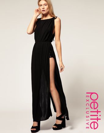  Asos Petite Exclusive Maxi Dress with Split Sides and Sequin Shorts 