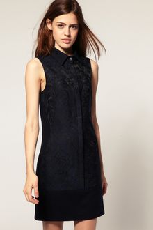 ASOS Collection Asos Wool Dress with Flocked Front Panel - Lyst