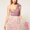 Asos Collection Asos Petite Exclusive Asymmetric Feather Bandeau Dress in Purple (nude) - Lyst
