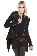 Gareth Pugh Drape Jacket with Leather Trim in Black