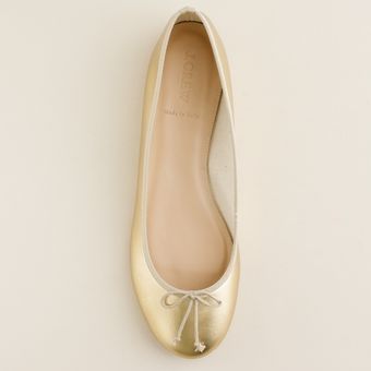 J.Crew Classic Metallic Leather Ballet Flats - Lyst