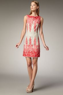 Naeem Khan Floral-embroidered Linen Dress - Lyst