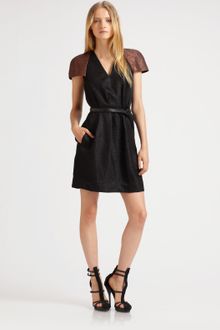 3.1 Phillip Lim Belted V-neck Dress with Capelet Sleeves - Lyst