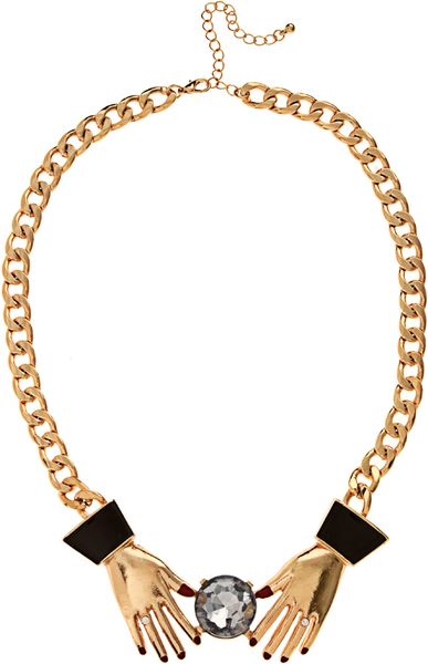 Asos Collection Asos Hands Holding Stone Collar Necklace in Gold - Lyst