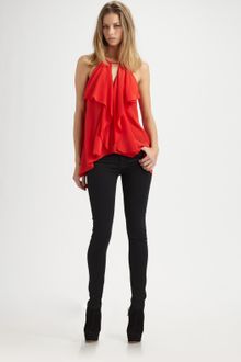 BCBGMAXAZRIA Claudia Cascade Ruffle Halter Top - Lyst