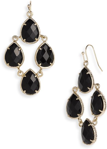 Kendra Scott Carlone Chandelier Statement Earrings in Black (black onyx) - Lyst