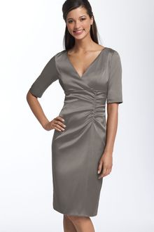 Donna Ricco Ruched Empire Stretch Satin Dress - Lyst