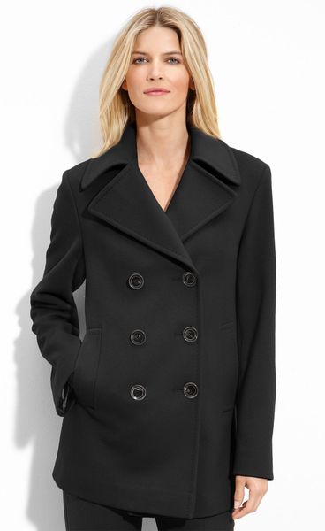 Fleurette Double Breasted Wool Coat in Black - Lyst