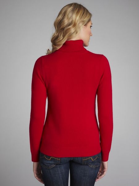 John Lewis Women Cashmere Roll Neck Jumper Xmas Red in Red | Lyst