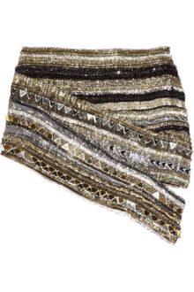 Balmain Crystal-embellished Metallic Silk Mini Skirt - Lyst