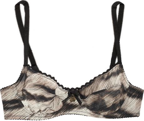 Roberto Cavalli Tigerprint Tulle Underwired Bra in Animal (tiger) - Lyst