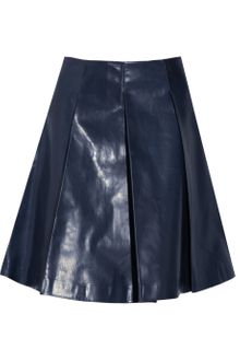 Versace Pleated Leather Skirt - Lyst