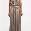 Tibi Metallic Jersey Long Halter Dress in Gold - Lyst