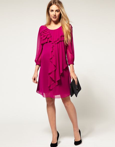 Asos Collection Asos Maternity Exclusive Ruffle Front Chiffon Dress in ...