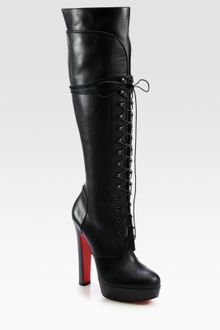 Christian Louboutin Nardja Leather Lace-up Over-the-knee Boots - Lyst