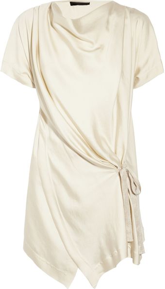 Donna Karan New York Draped Brushed-satin Top - Lyst